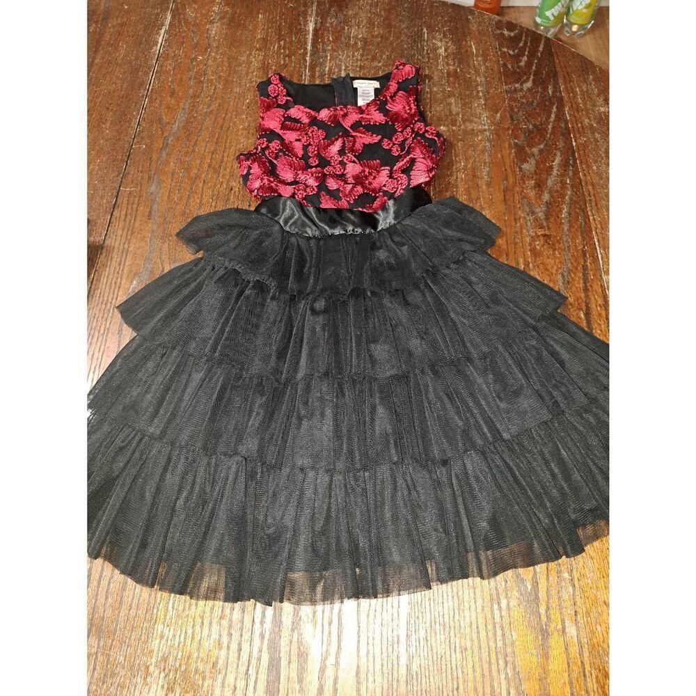 Size 10/12 Nanette Lepore Sleeveless Red and Black Belted Dress with Tulle Skirt